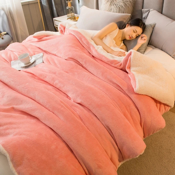 Cobertor de lã para manter aquecido, cobertores de cama de inverno, dupla face, capa de edredom queen, acampamento, cama de casal, colcha na cama