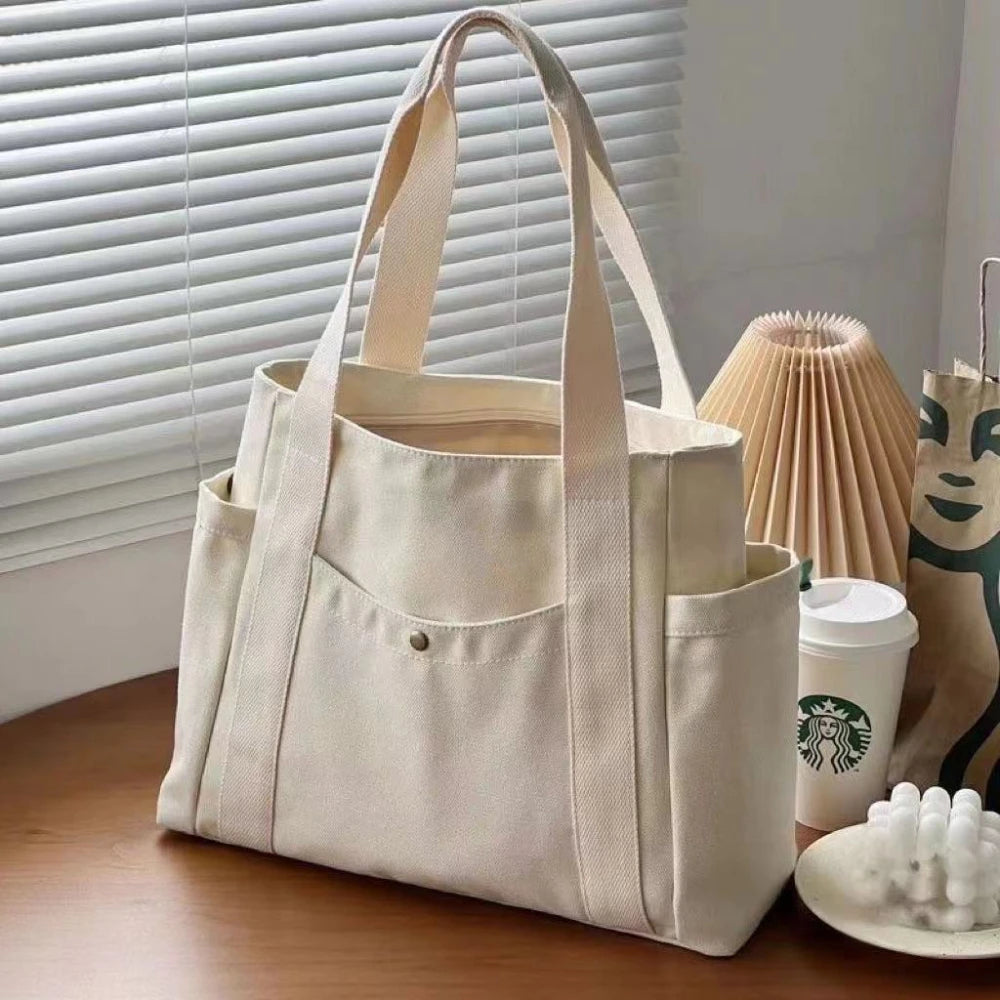 Sacolas de lona de grande capacidade para trabalho, pendulares, estilo universitário, roupa estudantil, bolsa de ombro, bolsa de compras