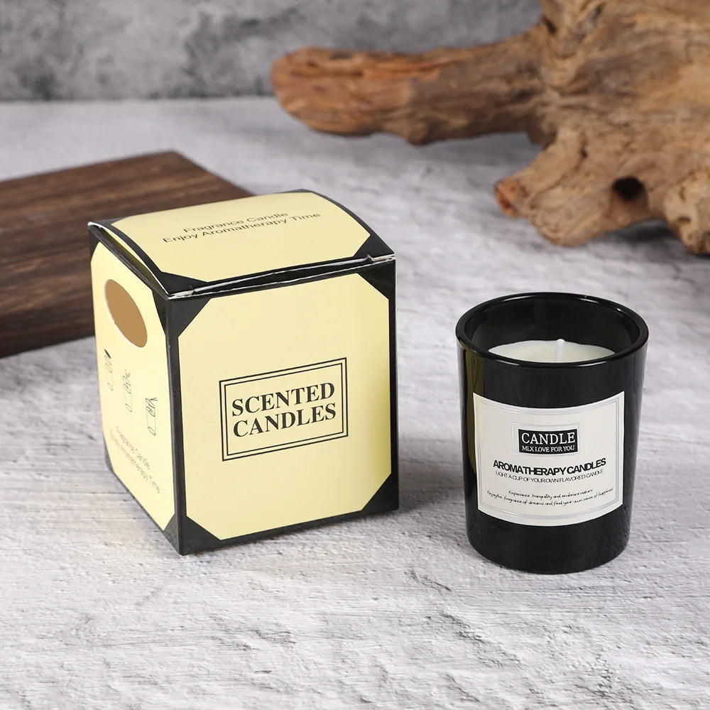1pc vela de copo de vidro preto fosco-sem fumaça perfumada aromática, decoração de escritório em casa na moda vela essencial aconchegante