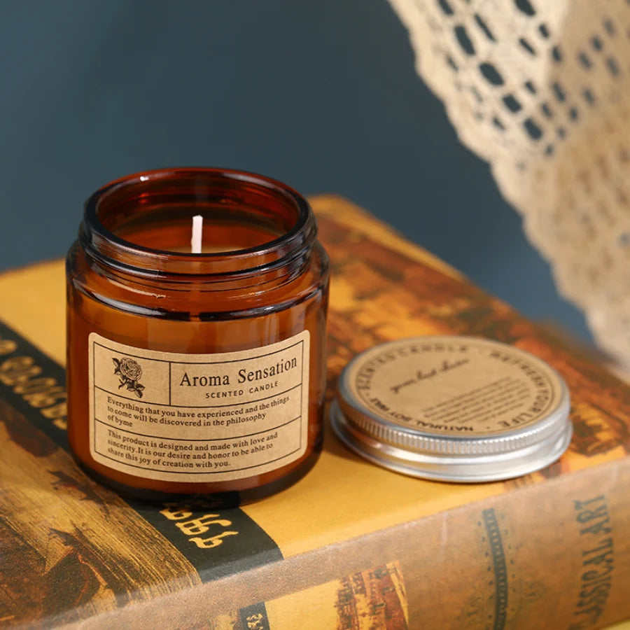 1pc copo de vidro marrom vela aromaterapia vela perfumada sem fumaça adequada para decoração de casa aniversário presente do dia dos namorados