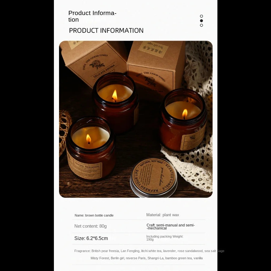 1pc copo de vidro marrom vela aromaterapia vela perfumada sem fumaça adequada para decoração de casa aniversário presente do dia dos namorados