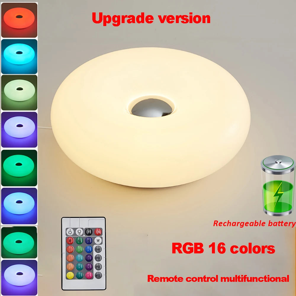 Bauhaus candeeiro de mesa usb plug quarto lâmpada cabeceira sala estar jantar decoração donut luz ambiente (não vidro)