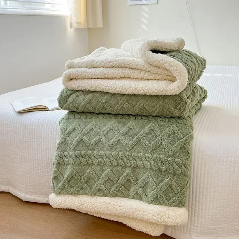 Cobertor de lã macia para cama e sofá, cobertor de flanela de veludo de cordeiro quente para escritório, ar condicionado e cochilo