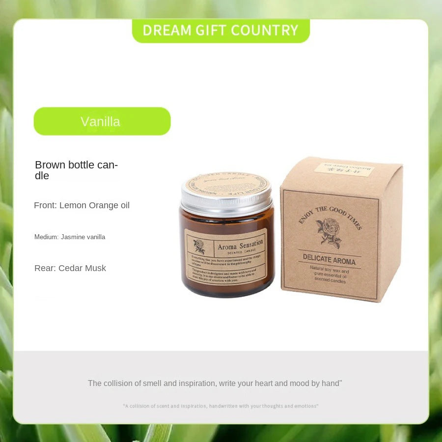 1pc copo de vidro marrom vela aromaterapia vela perfumada sem fumaça adequada para decoração de casa aniversário presente do dia dos namorados