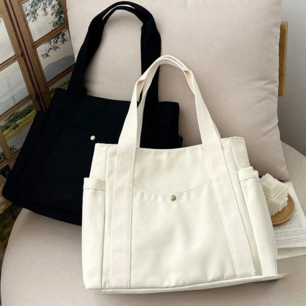 Sacolas de lona de grande capacidade para trabalho, pendulares, estilo universitário, roupa estudantil, bolsa de ombro, bolsa de compras