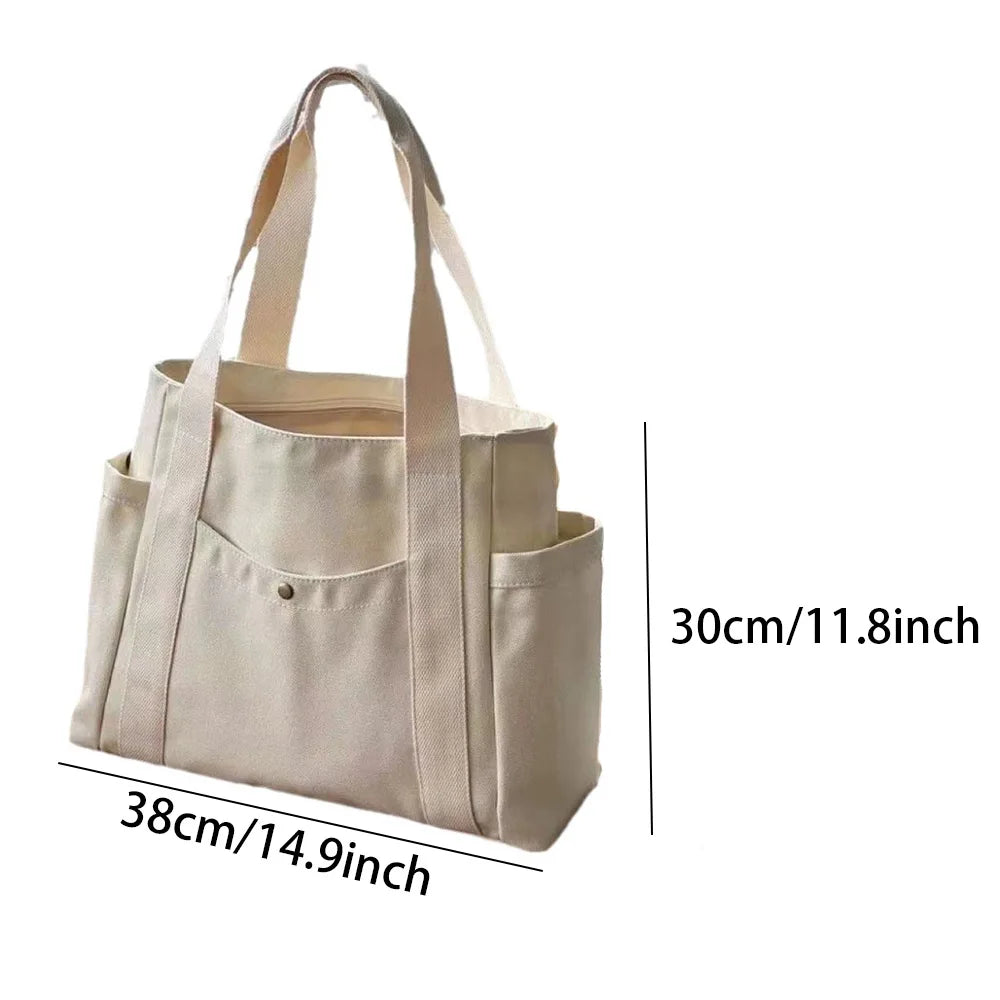 Sacolas de lona de grande capacidade para trabalho, pendulares, estilo universitário, roupa estudantil, bolsa de ombro, bolsa de compras