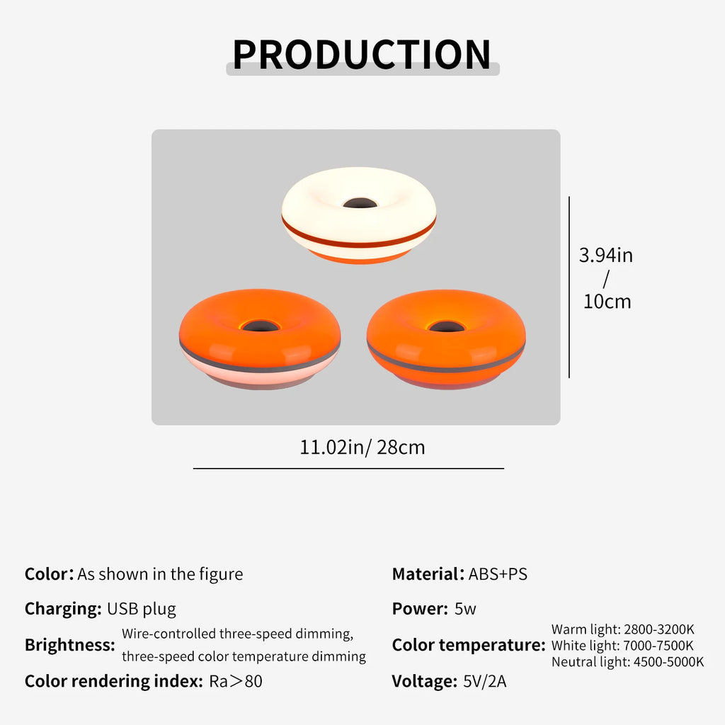 Bauhaus candeeiro de mesa usb plug quarto lâmpada cabeceira sala estar jantar decoração donut luz ambiente (não vidro)