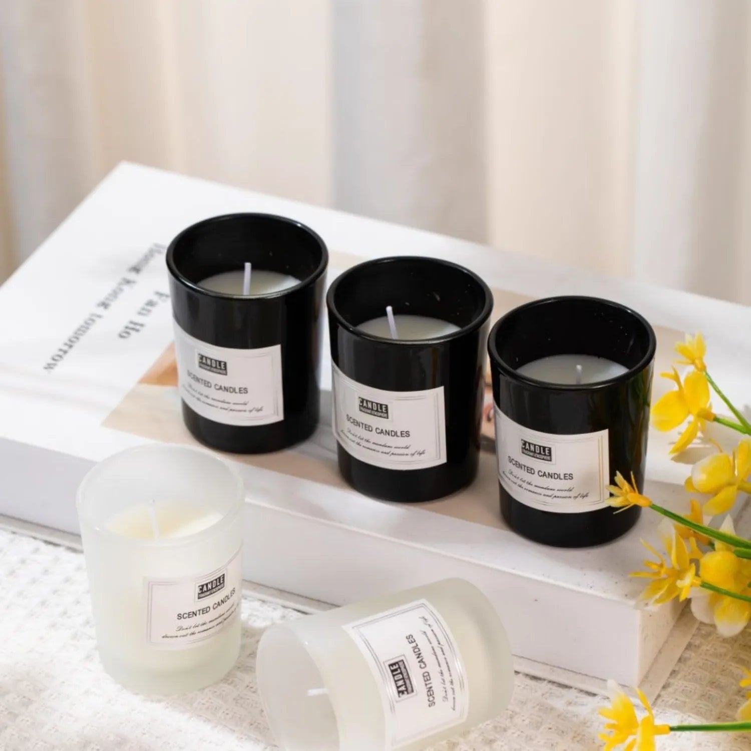 1pc vela de copo de vidro preto fosco-sem fumaça perfumada aromática, decoração de escritório em casa na moda vela essencial aconchegante