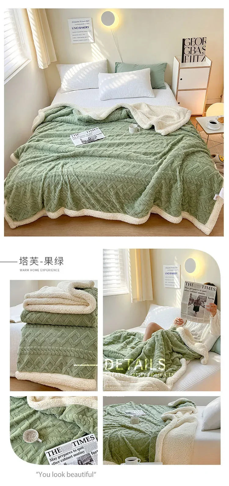 Cobertor de lã macia para cama e sofá, cobertor de flanela de veludo de cordeiro quente para escritório, ar condicionado e cochilo