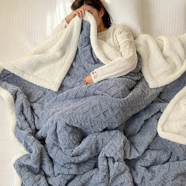 Cobertor de lã macia para cama e sofá, cobertor de flanela de veludo de cordeiro quente para escritório, ar condicionado e cochilo