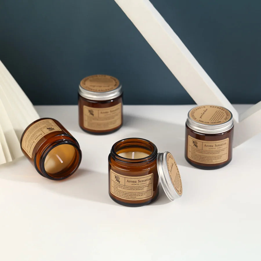 1pc copo de vidro marrom vela aromaterapia vela perfumada sem fumaça adequada para decoração de casa aniversário presente do dia dos namorados