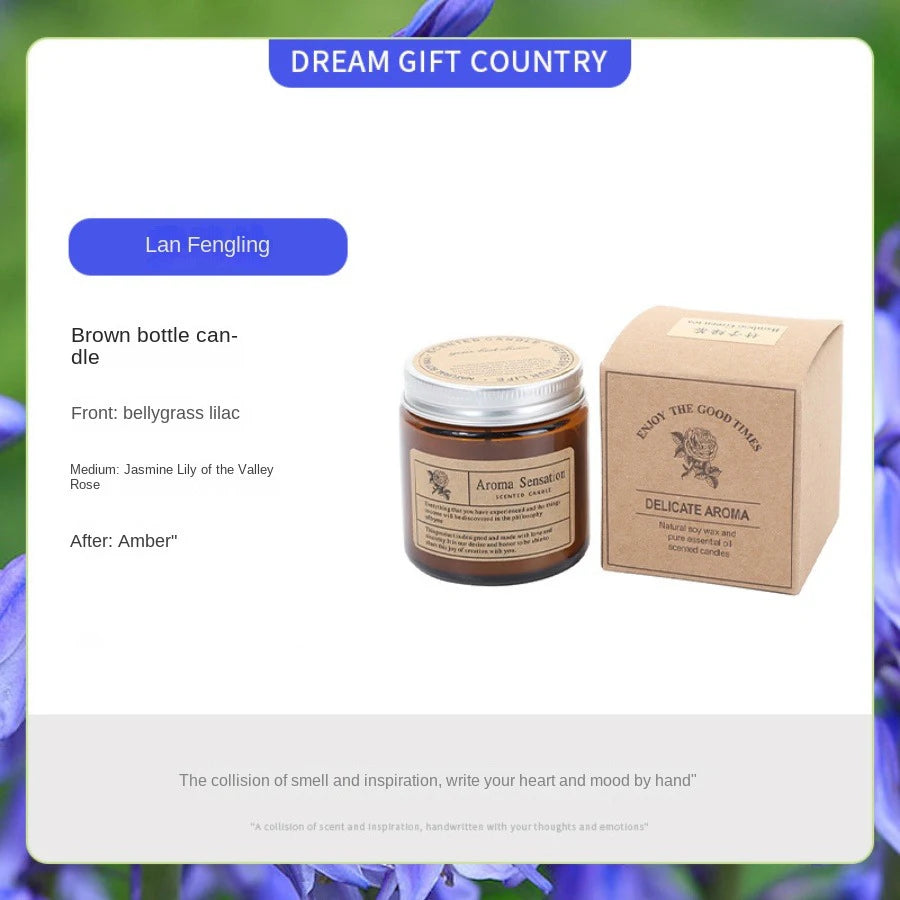 1pc copo de vidro marrom vela aromaterapia vela perfumada sem fumaça adequada para decoração de casa aniversário presente do dia dos namorados