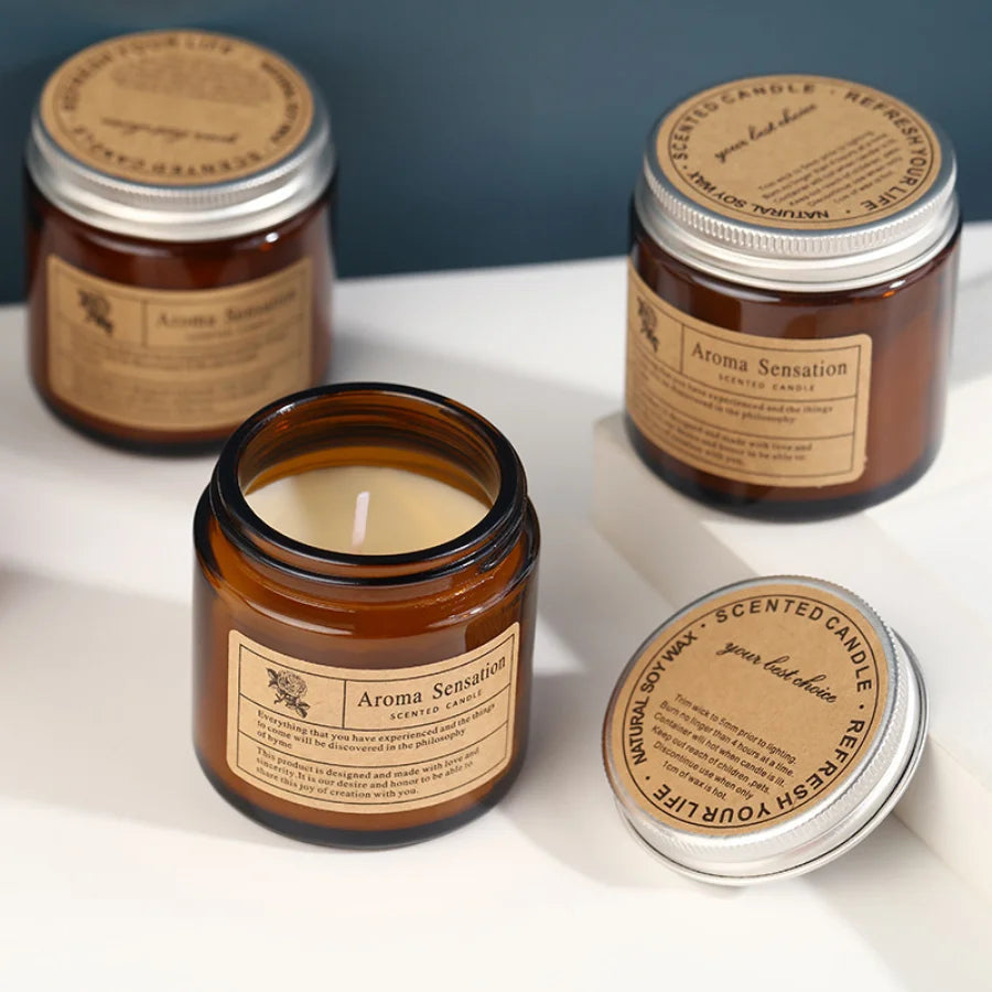 1pc copo de vidro marrom vela aromaterapia vela perfumada sem fumaça adequada para decoração de casa aniversário presente do dia dos namorados