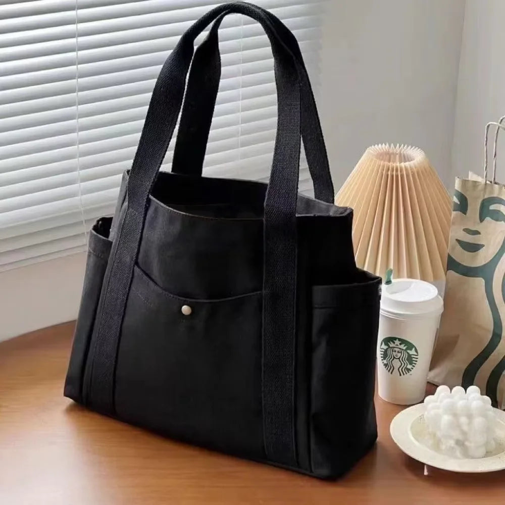 Sacolas de lona de grande capacidade para trabalho, pendulares, estilo universitário, roupa estudantil, bolsa de ombro, bolsa de compras