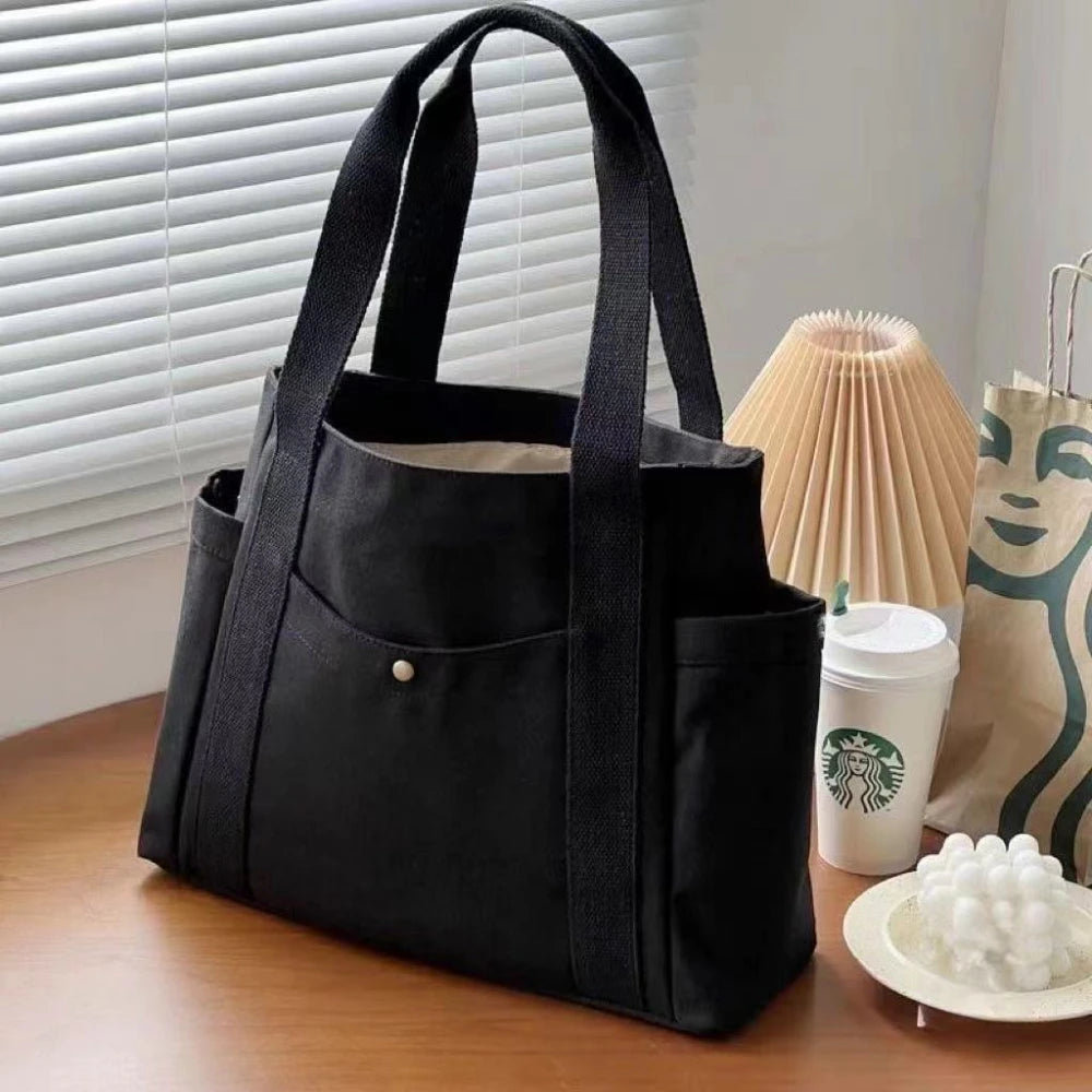 Sacolas de lona de grande capacidade para trabalho, pendulares, estilo universitário, roupa estudantil, bolsa de ombro, bolsa de compras