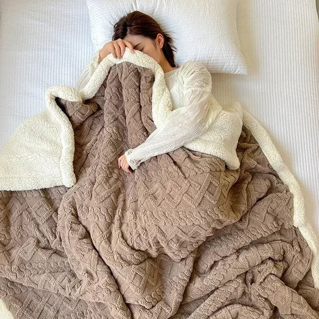 Cobertor de lã macia para cama e sofá, cobertor de flanela de veludo de cordeiro quente para escritório, ar condicionado e cochilo