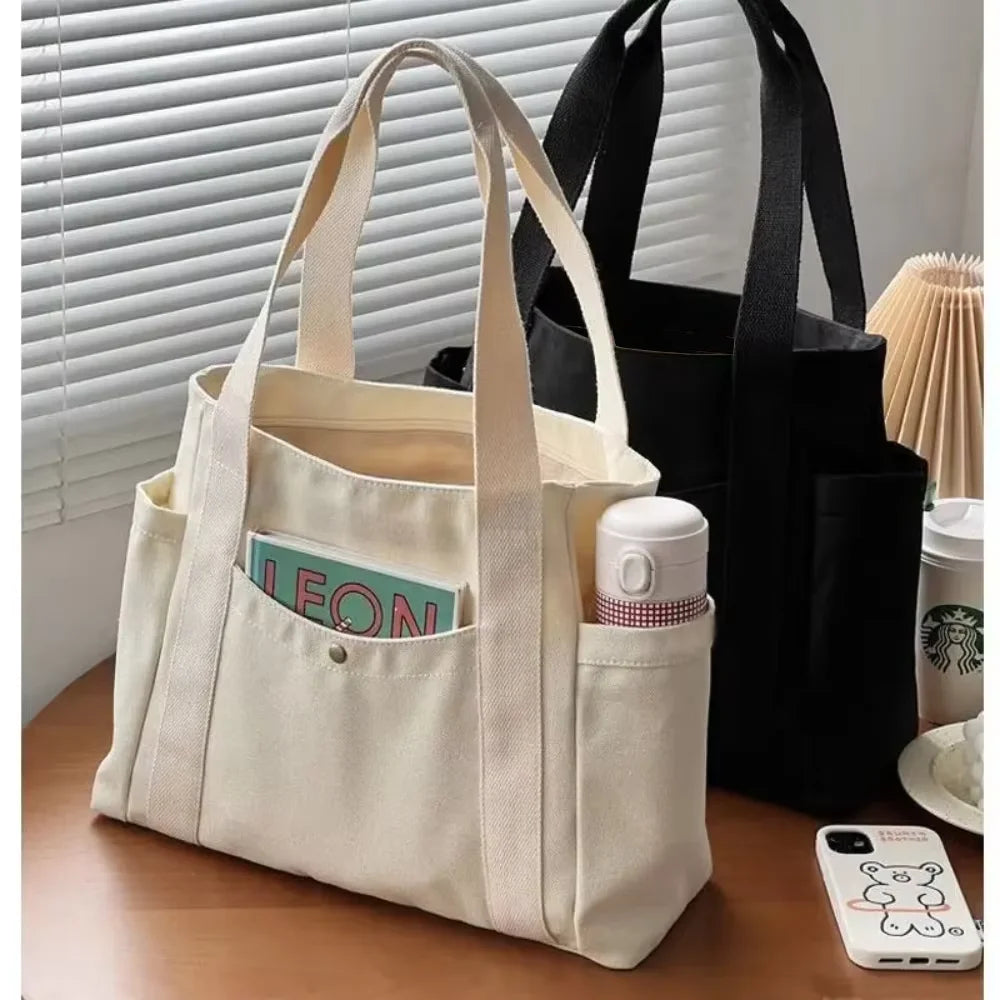 Sacolas de lona de grande capacidade para trabalho, pendulares, estilo universitário, roupa estudantil, bolsa de ombro, bolsa de compras