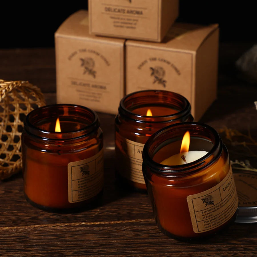 1pc copo de vidro marrom vela aromaterapia vela perfumada sem fumaça adequada para decoração de casa aniversário presente do dia dos namorados