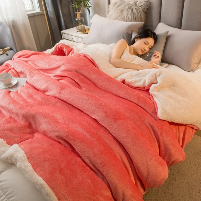 Cobertor de lã para manter aquecido, cobertores de cama de inverno, dupla face, capa de edredom queen, acampamento, cama de casal, colcha na cama