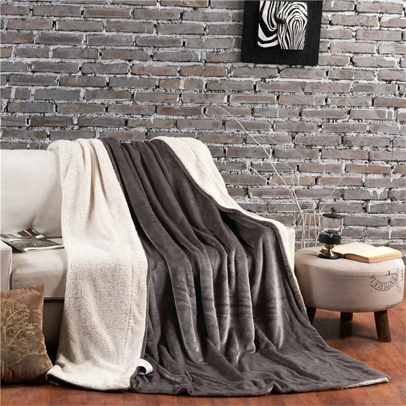 Cobertor de lã para manter aquecido, cobertores de cama de inverno, dupla face, capa de edredom queen, acampamento, cama de casal, colcha na cama