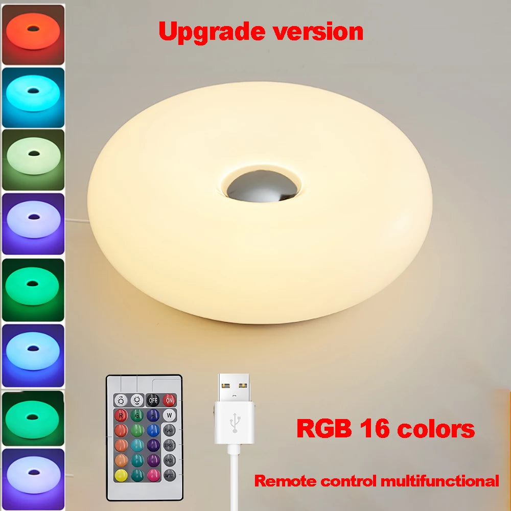 Bauhaus candeeiro de mesa usb plug quarto lâmpada cabeceira sala estar jantar decoração donut luz ambiente (não vidro)