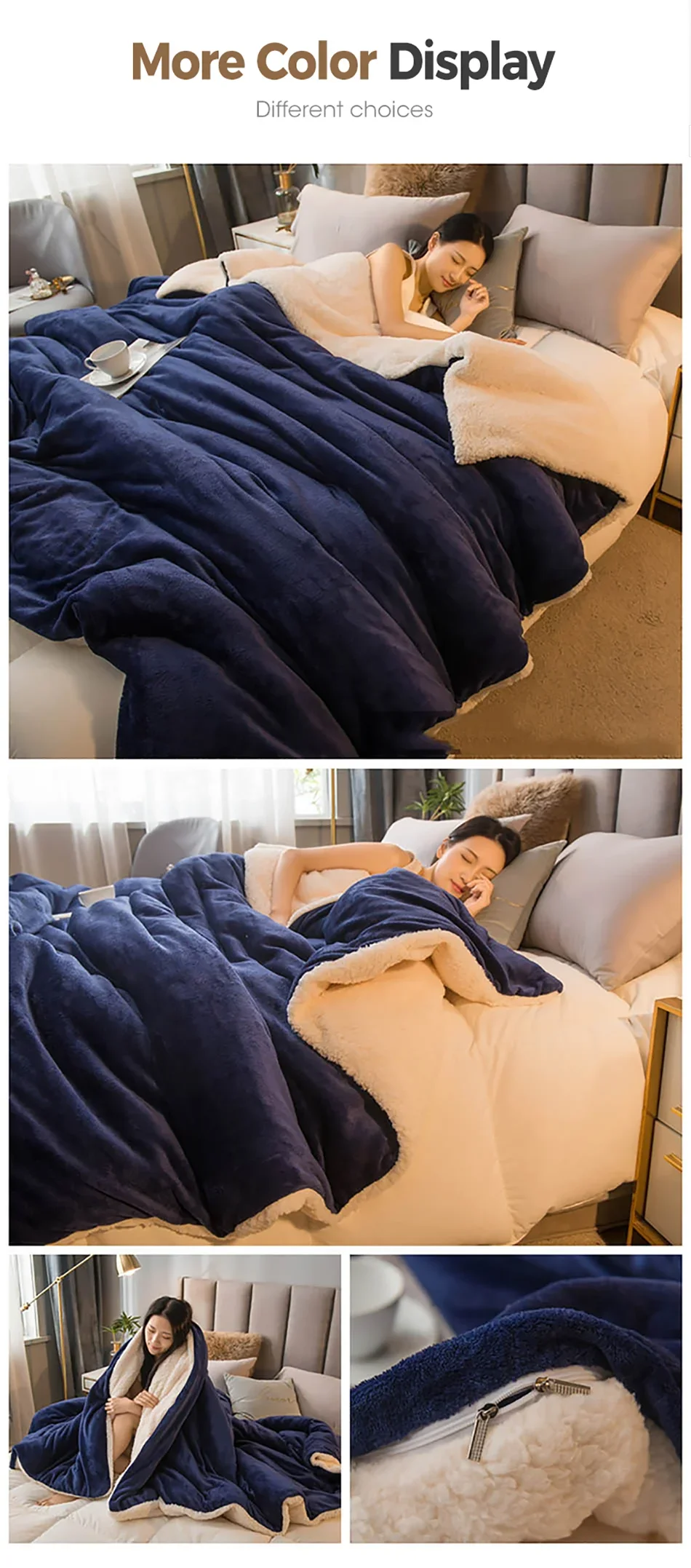Cobertor de lã para manter aquecido, cobertores de cama de inverno, dupla face, capa de edredom queen, acampamento, cama de casal, colcha na cama