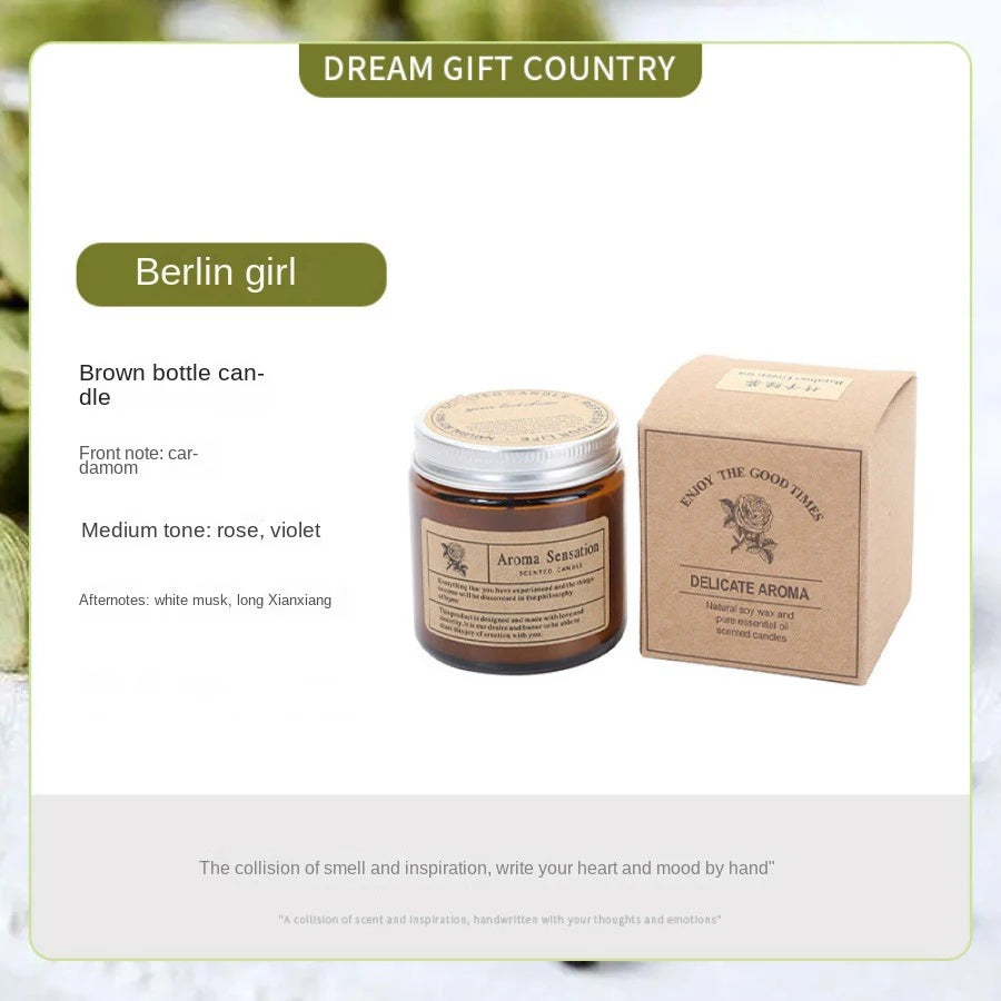 1pc copo de vidro marrom vela aromaterapia vela perfumada sem fumaça adequada para decoração de casa aniversário presente do dia dos namorados