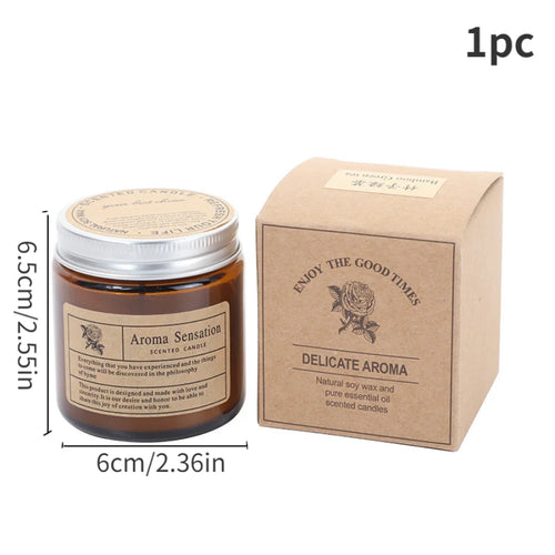 1pc copo de vidro marrom vela aromaterapia vela perfumada sem fumaça adequada para decoração de casa aniversário presente do dia dos namorados