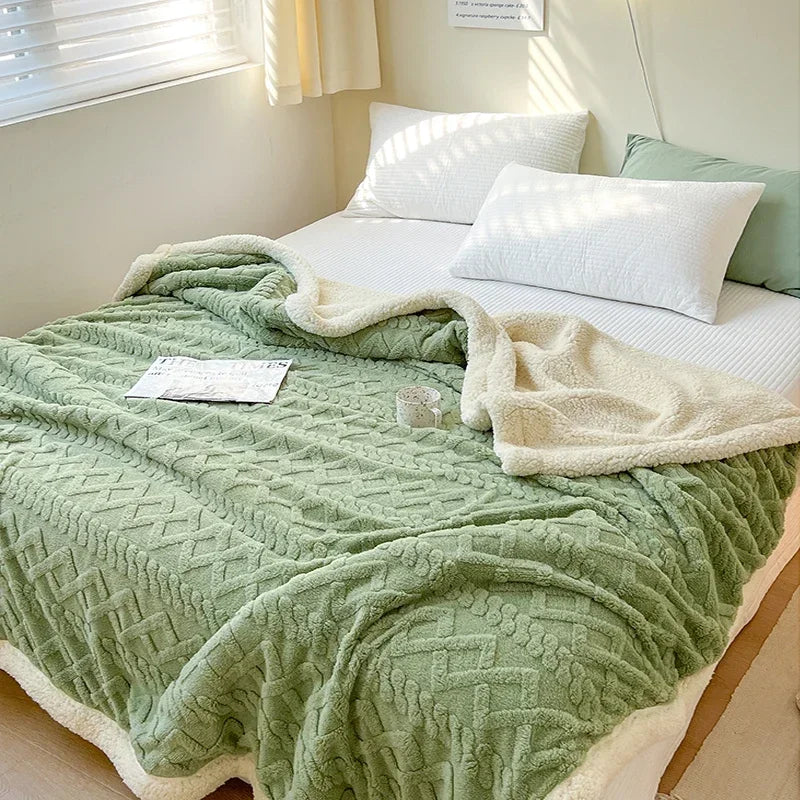 Cobertor de lã macia para cama e sofá, cobertor de flanela de veludo de cordeiro quente para escritório, ar condicionado e cochilo