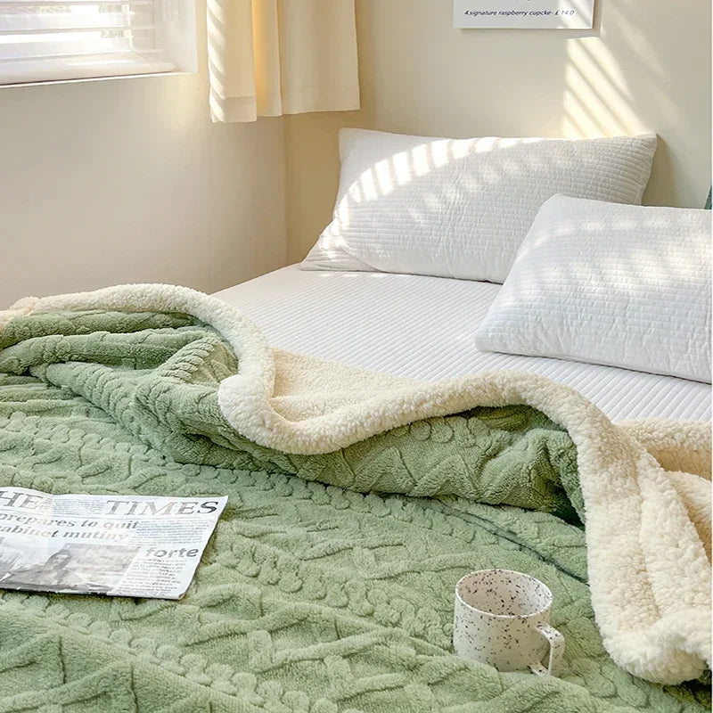 Cobertor de lã macia para cama e sofá, cobertor de flanela de veludo de cordeiro quente para escritório, ar condicionado e cochilo