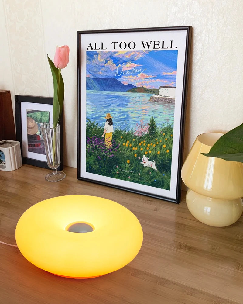 Bauhaus candeeiro de mesa usb plug quarto lâmpada cabeceira sala estar jantar decoração donut luz ambiente (não vidro)