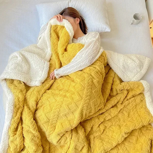 Cobertor de lã macia para cama e sofá, cobertor de flanela de veludo de cordeiro quente para escritório, ar condicionado e cochilo