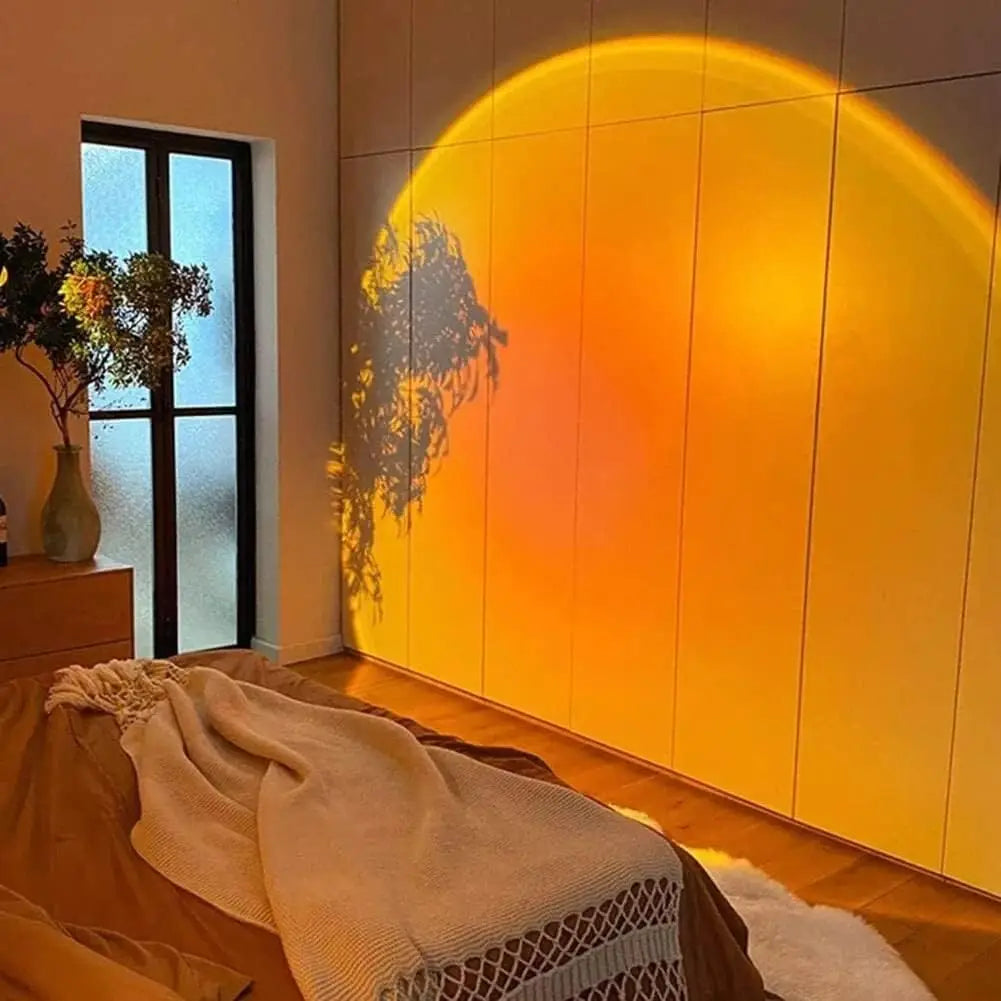 Lâmpada de projeção de pôr do sol, lâmpada de atmosfera de decoração de casa USB, rotação multiângulo, adequada para casa, sala de estar e quarto