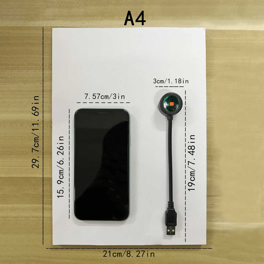 Lâmpada de projeção de pôr do sol, lâmpada de atmosfera de decoração de casa USB, rotação multiângulo, adequada para casa, sala de estar e quarto